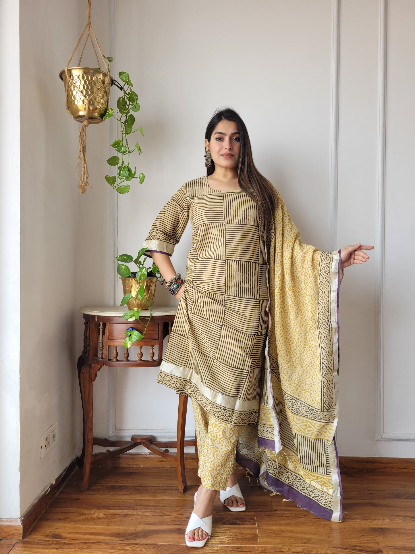 Beautiful cotton linen ready wear suit
