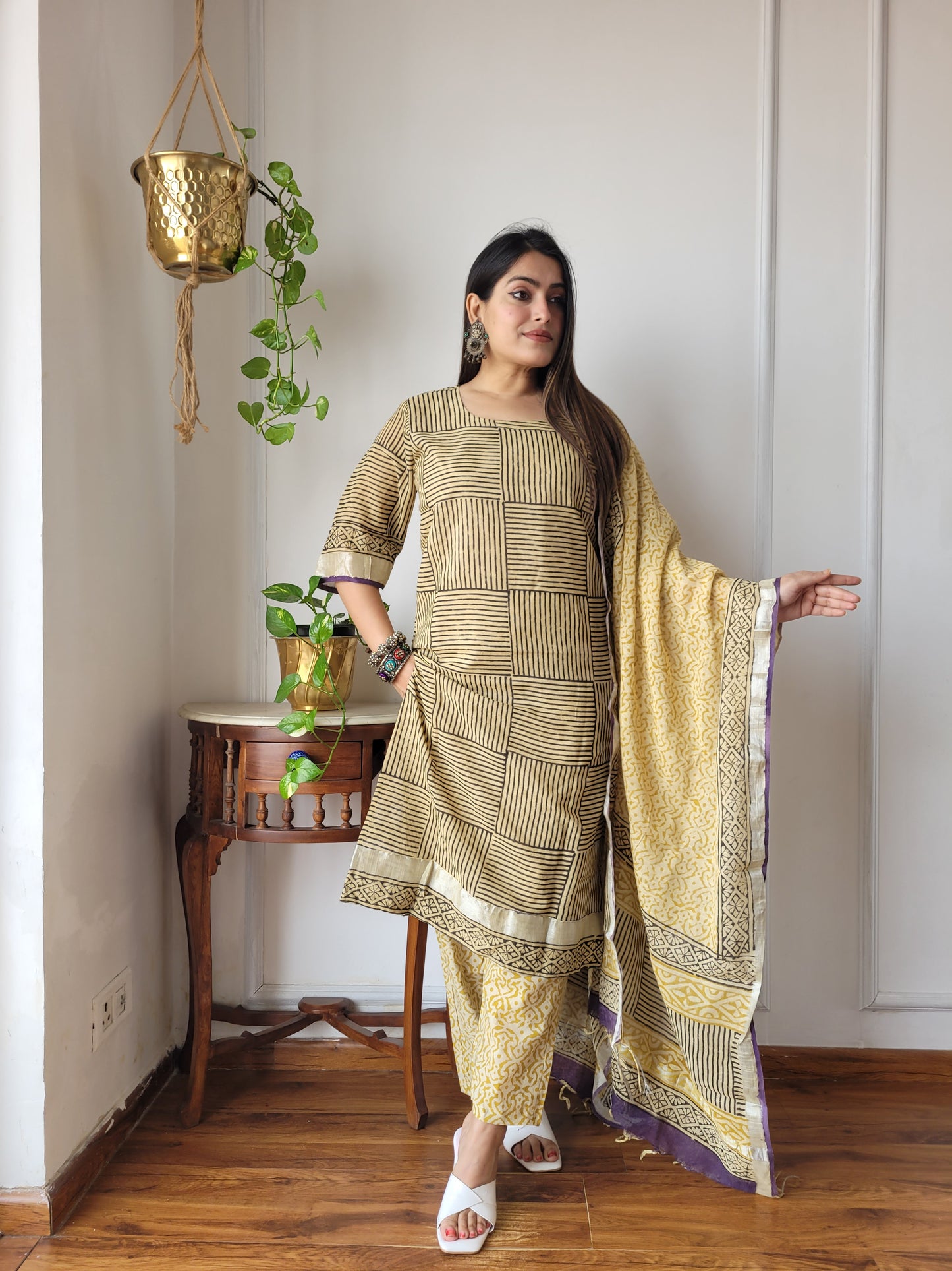 Beautiful cotton linen ready wear suit