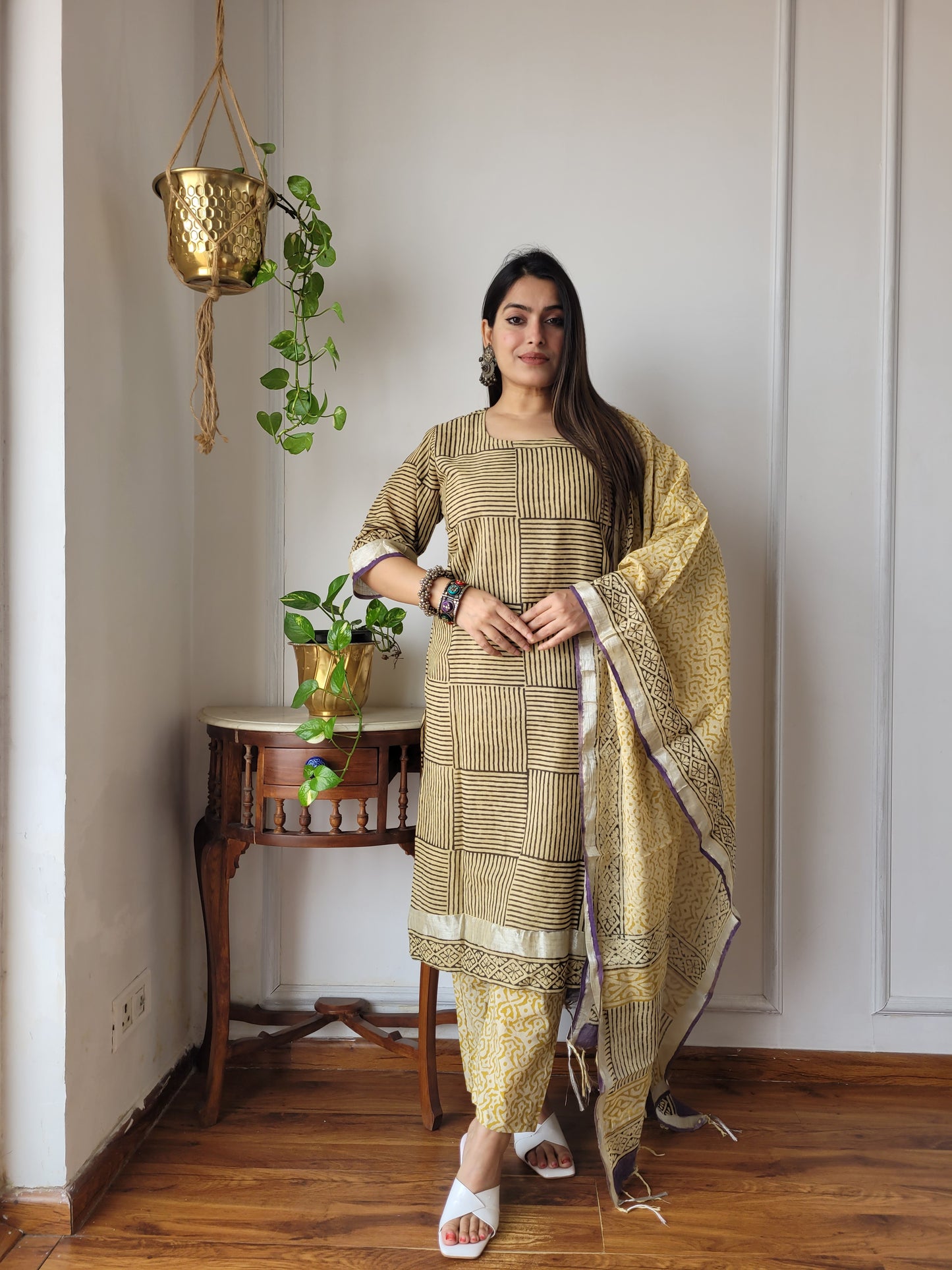 Beautiful cotton linen ready wear suit