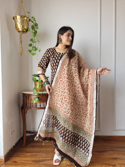 Bagru block Printed beautiful stitch linen suit