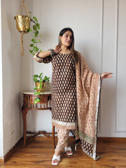 Bagru block Printed beautiful stitch linen suit