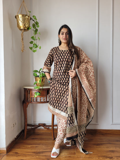 Bagru block Printed beautiful stitch linen suit