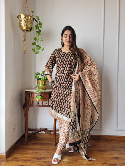 Bagru block Printed beautiful stitch linen suit