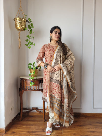 Fastival wear linen stitch suit set