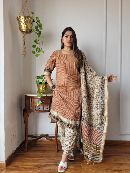 Fastival wear linen stitch suit set