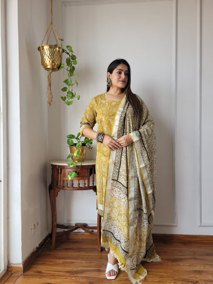 Traditional Bagru Printed Lilen Suit