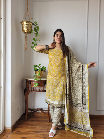 Traditional Bagru Printed Lilen Suit