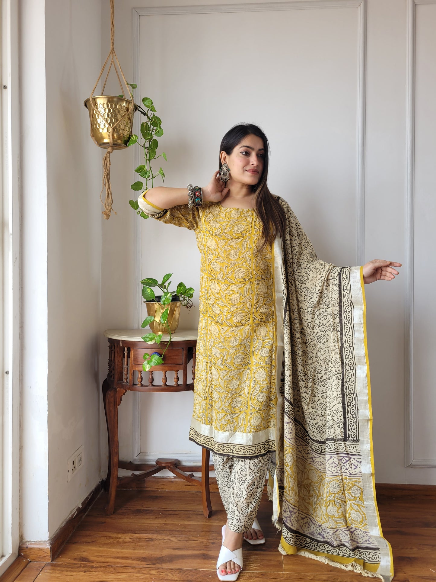 Traditional Bagru Printed Lilen Suit