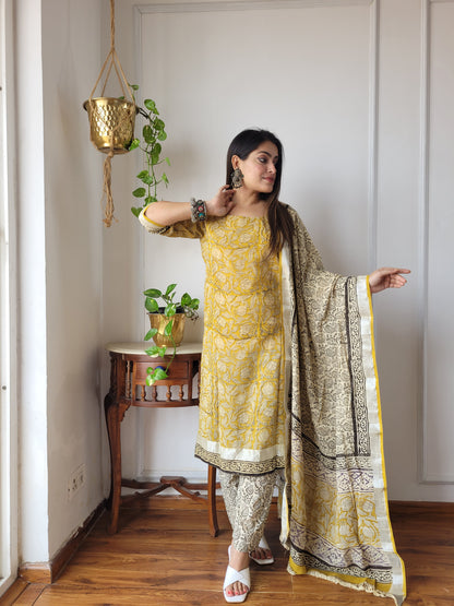 Traditional Bagru Printed Lilen Suit