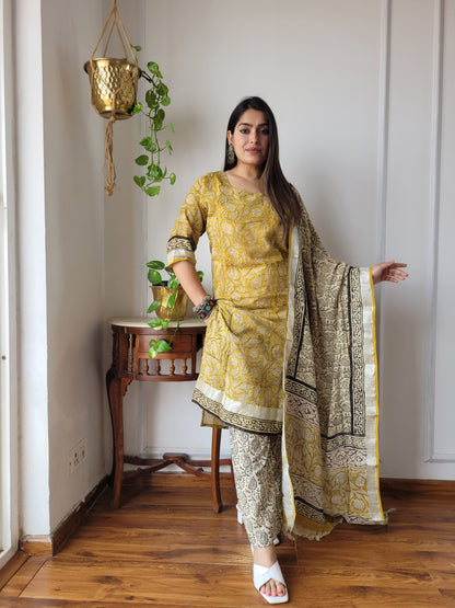 Traditional Bagru Printed Lilen Suit