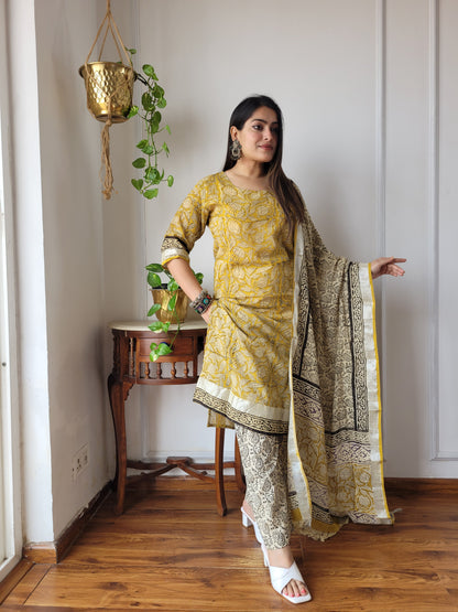 Traditional Bagru Printed Lilen Suit