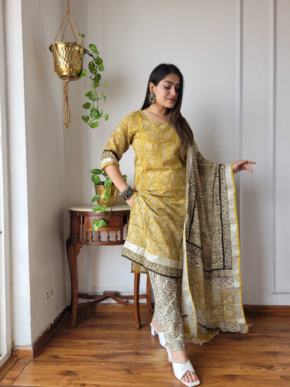 Traditional Bagru Printed Lilen Suit