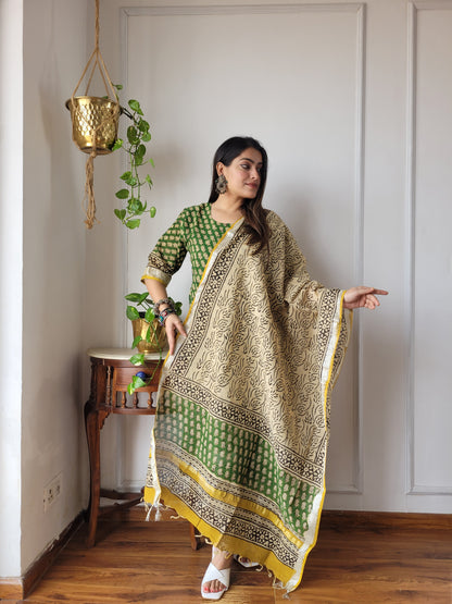 Bagru hand block printed stitch linen suit