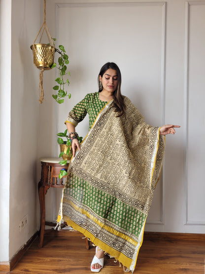 Bagru hand block printed stitch linen suit