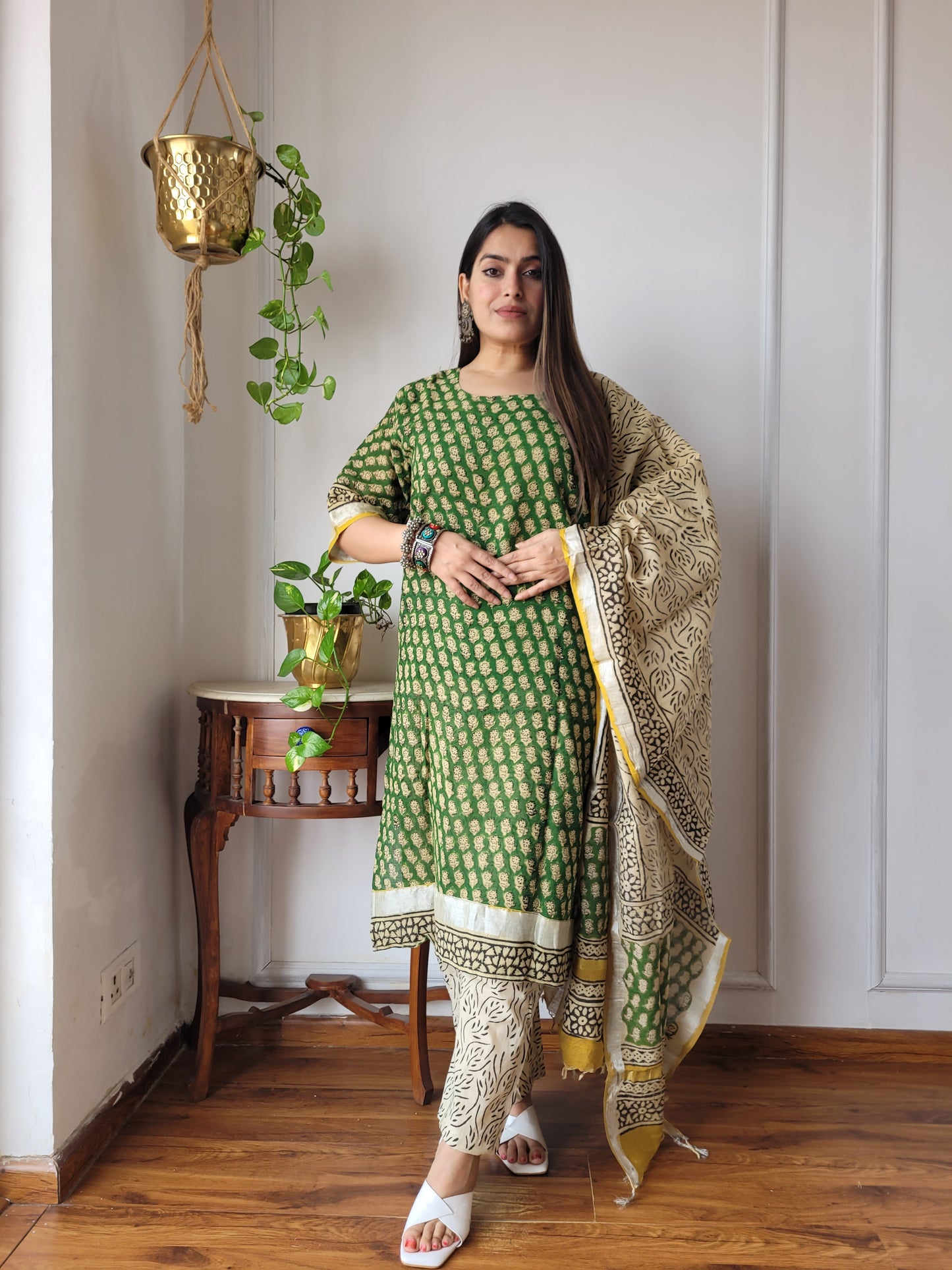 Bagru hand block printed stitch linen suit