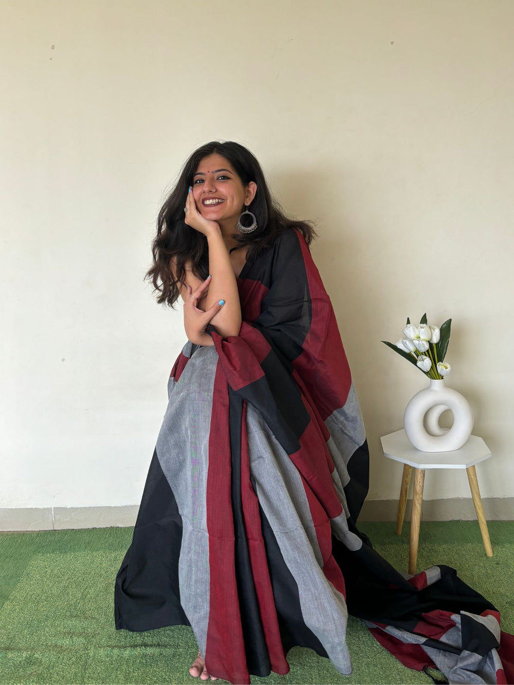 Khadi Cotton Saree With Blouse piece