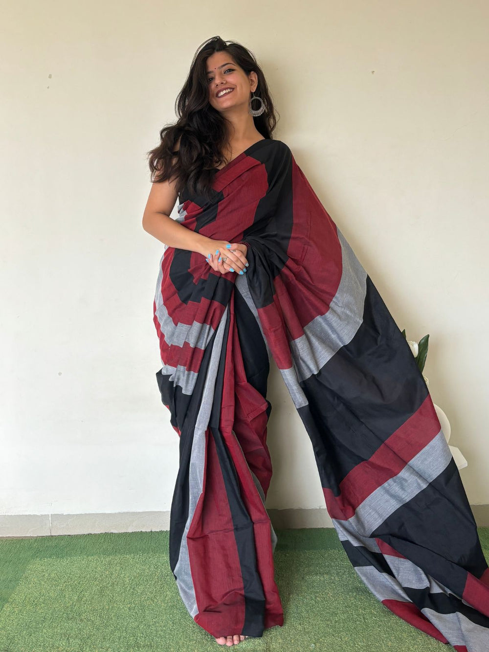 Khadi Cotton Saree With Blouse piece