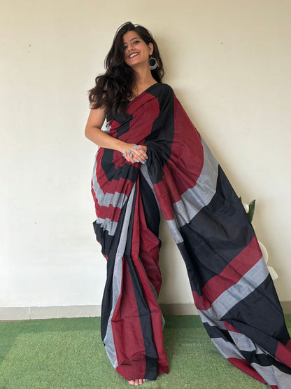 Khadi Cotton Saree With Blouse piece