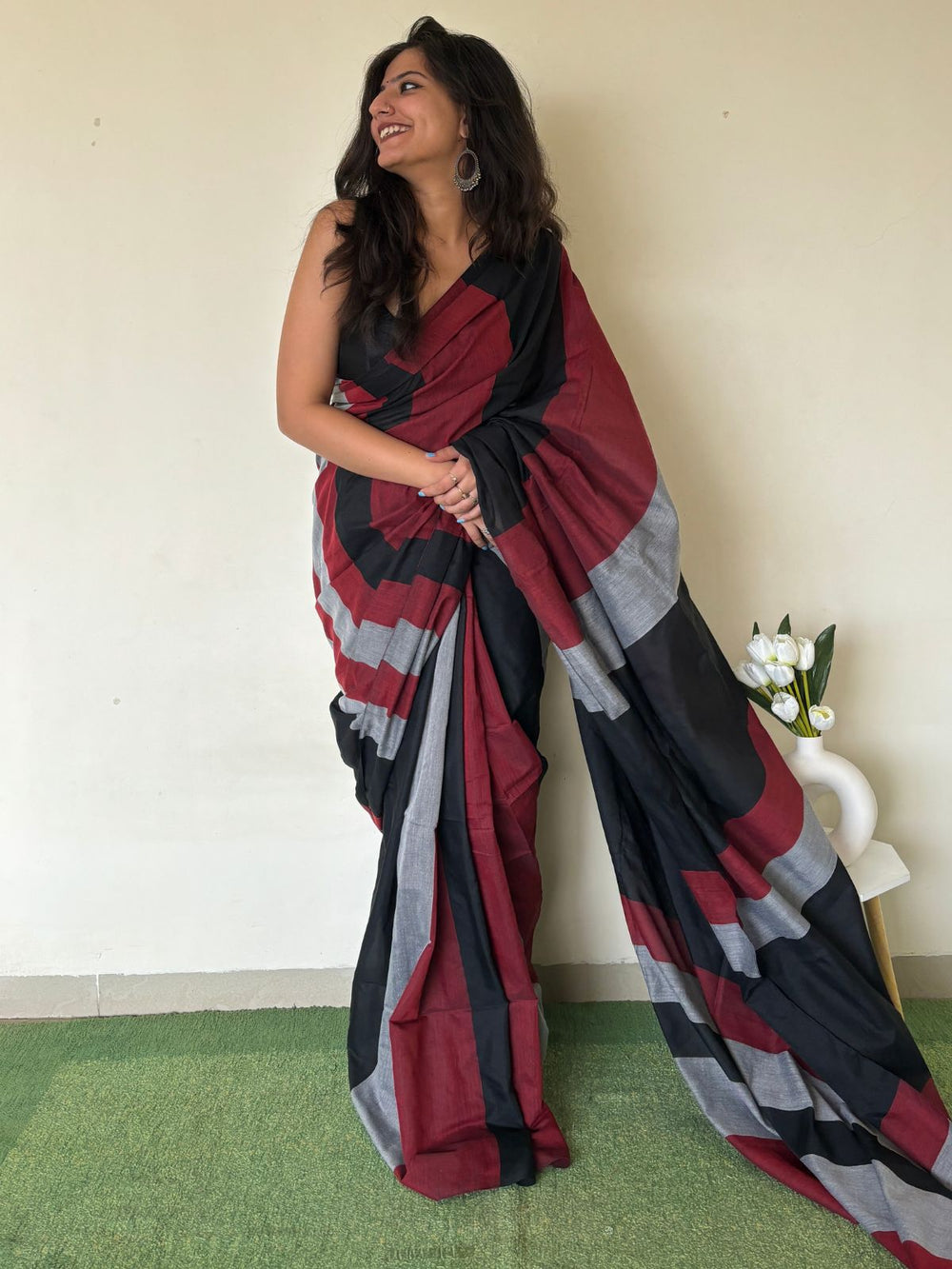 Khadi Cotton Saree With Blouse piece