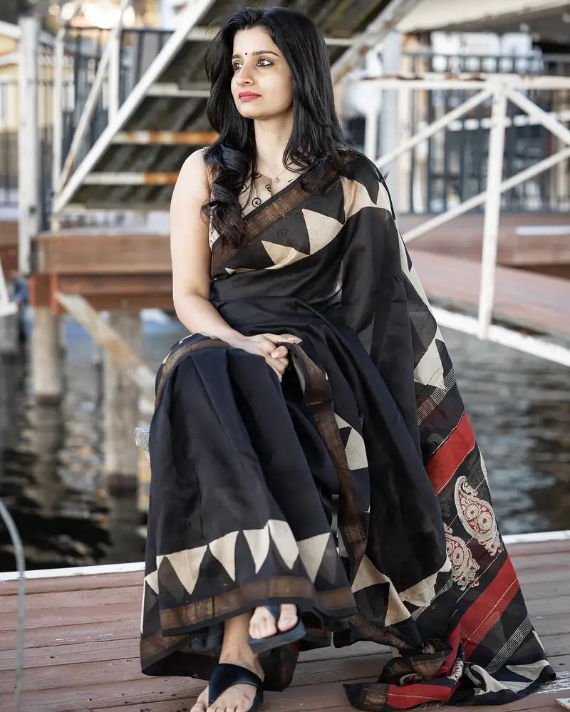 Bagru Prime Maheshwari Silk Saree with Blouse