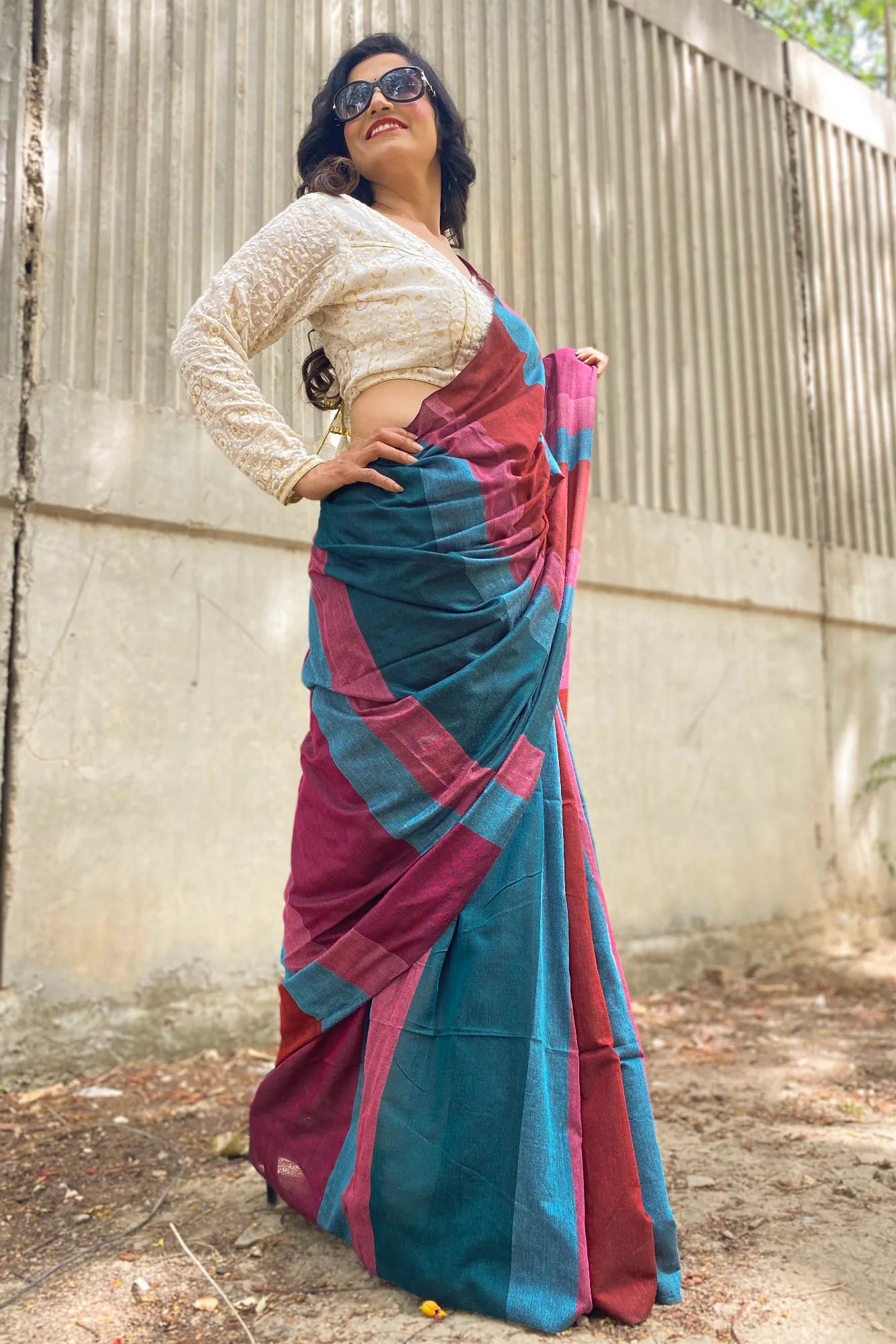 Handloom khadi cotton saree with blouse