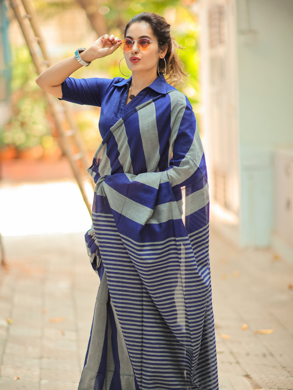 Office Wear Khadi Cotton Saree With Blouse