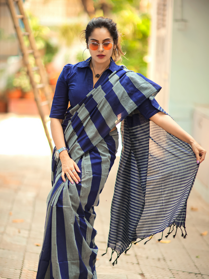 Office Wear Khadi Cotton Saree With Blouse