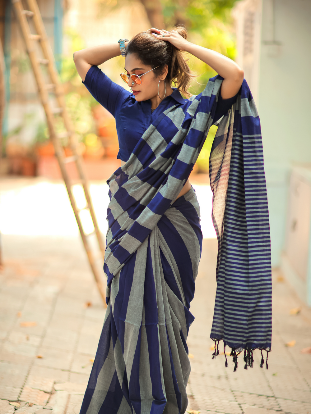 Office Wear Khadi Cotton Saree With Blouse