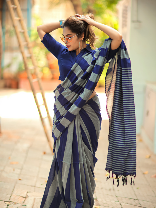 Office Wear Khadi Cotton Saree With Blouse