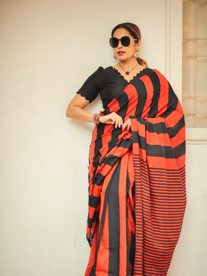 Party Wear Khadi Cotton Saree With Blouse