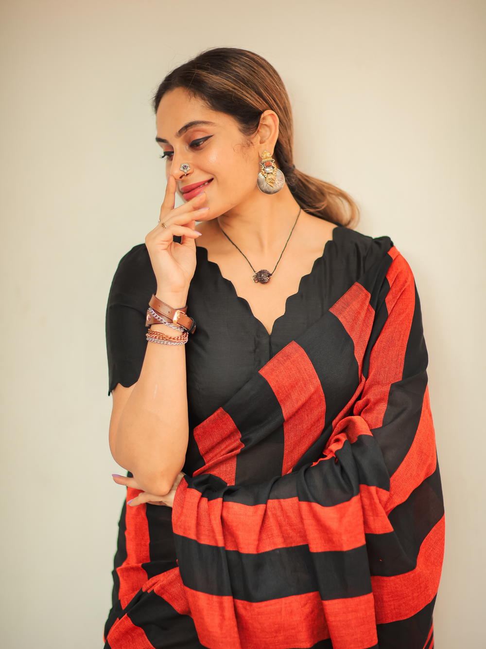 Party Wear Khadi Cotton Saree With Blouse