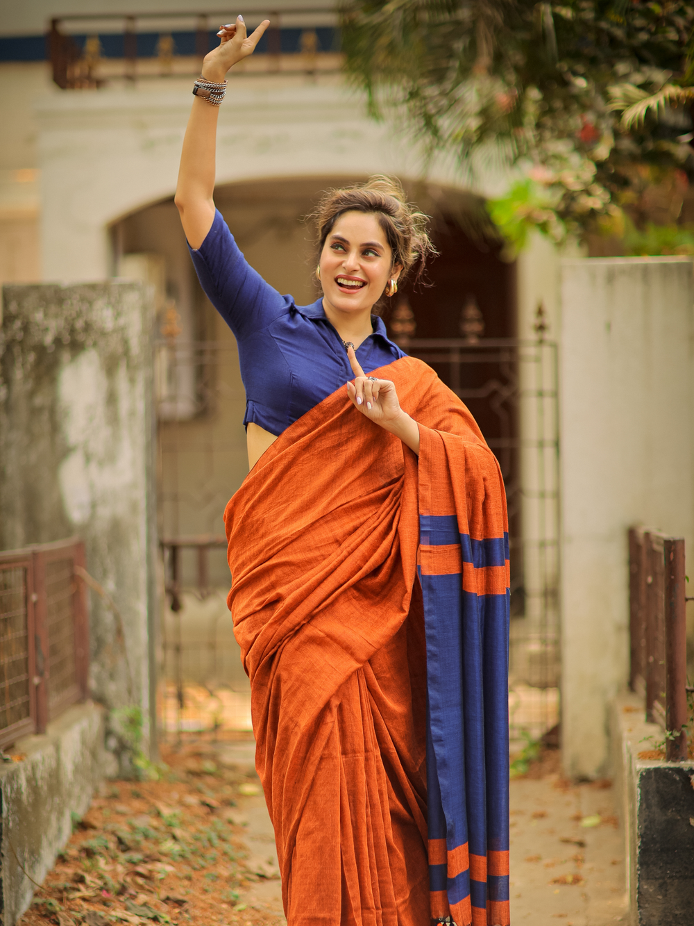 Festival Wear Khadi Cotton Saree With Blouse