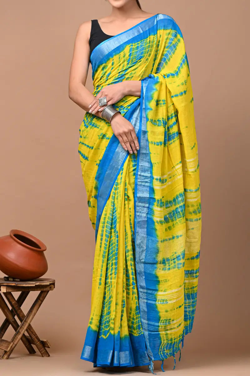 Party Wear Linen Saree With Blouse