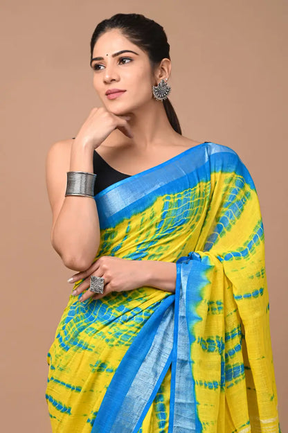 Party Wear Linen Saree With Blouse