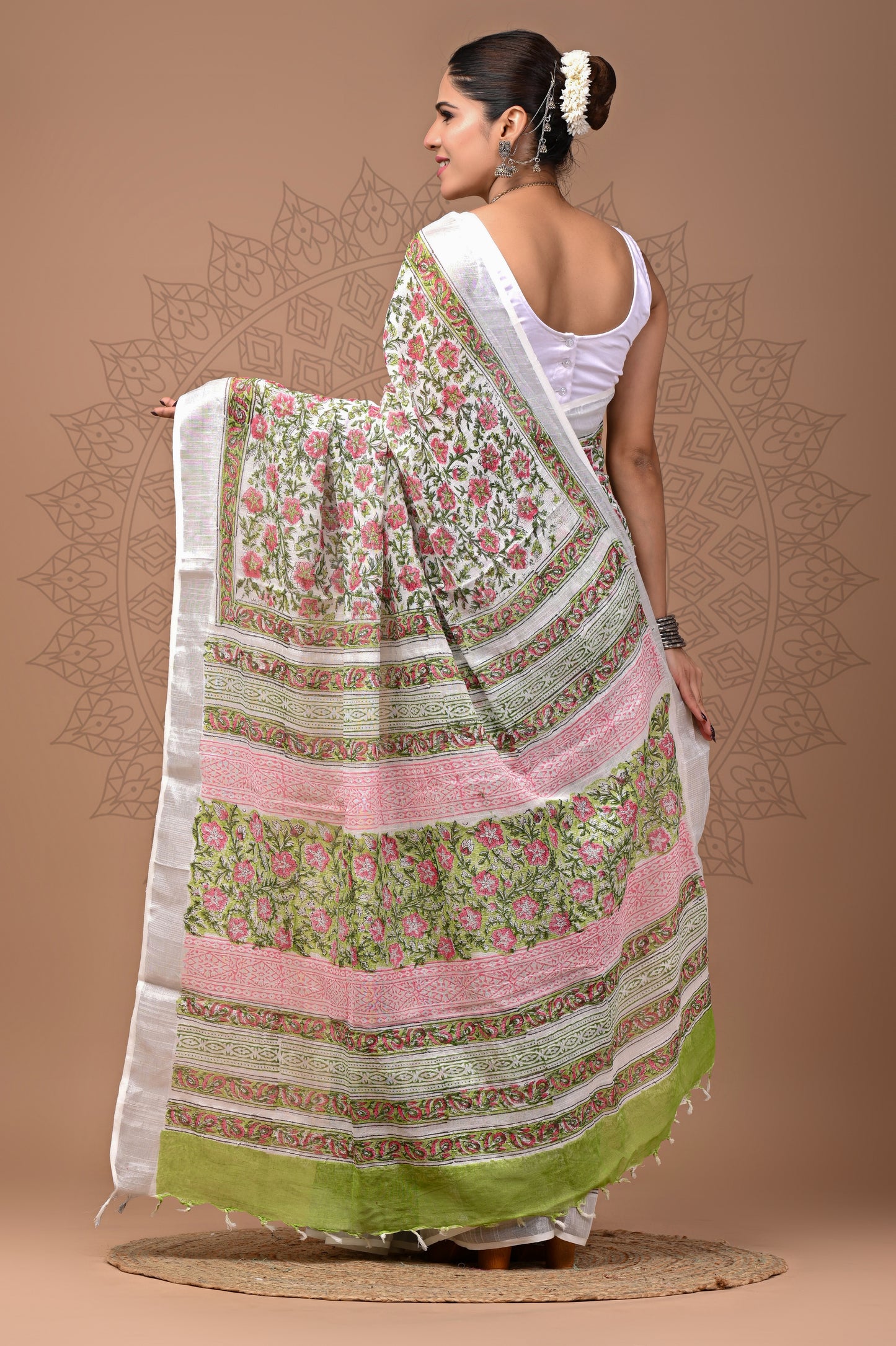 Party Wear Linen Saree With Blouse