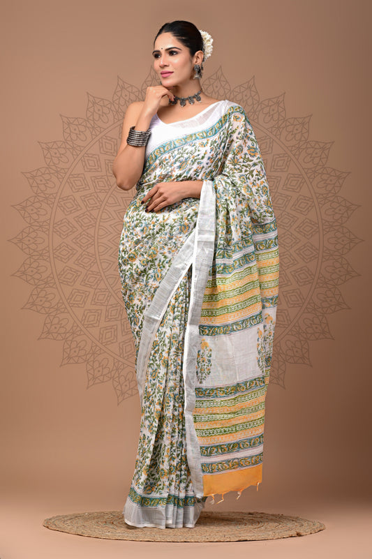 Summer Wear Linen saree With Blouse