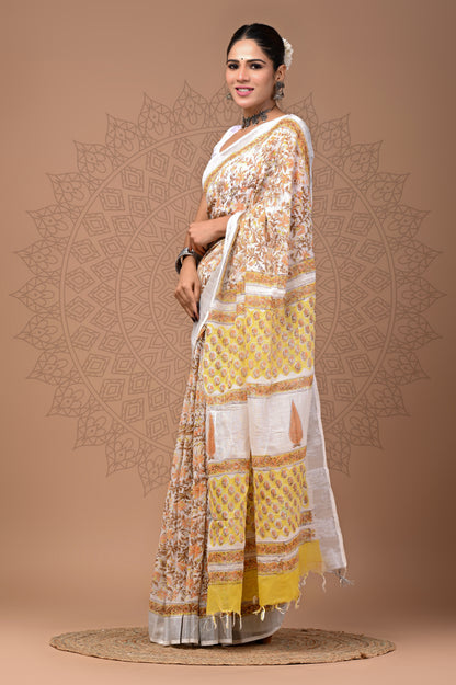 Office Wear Linen saree With Blouse