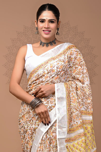 Office Wear Linen saree With Blouse