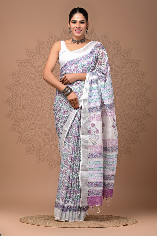 Party Wear Linen saree With Blouse