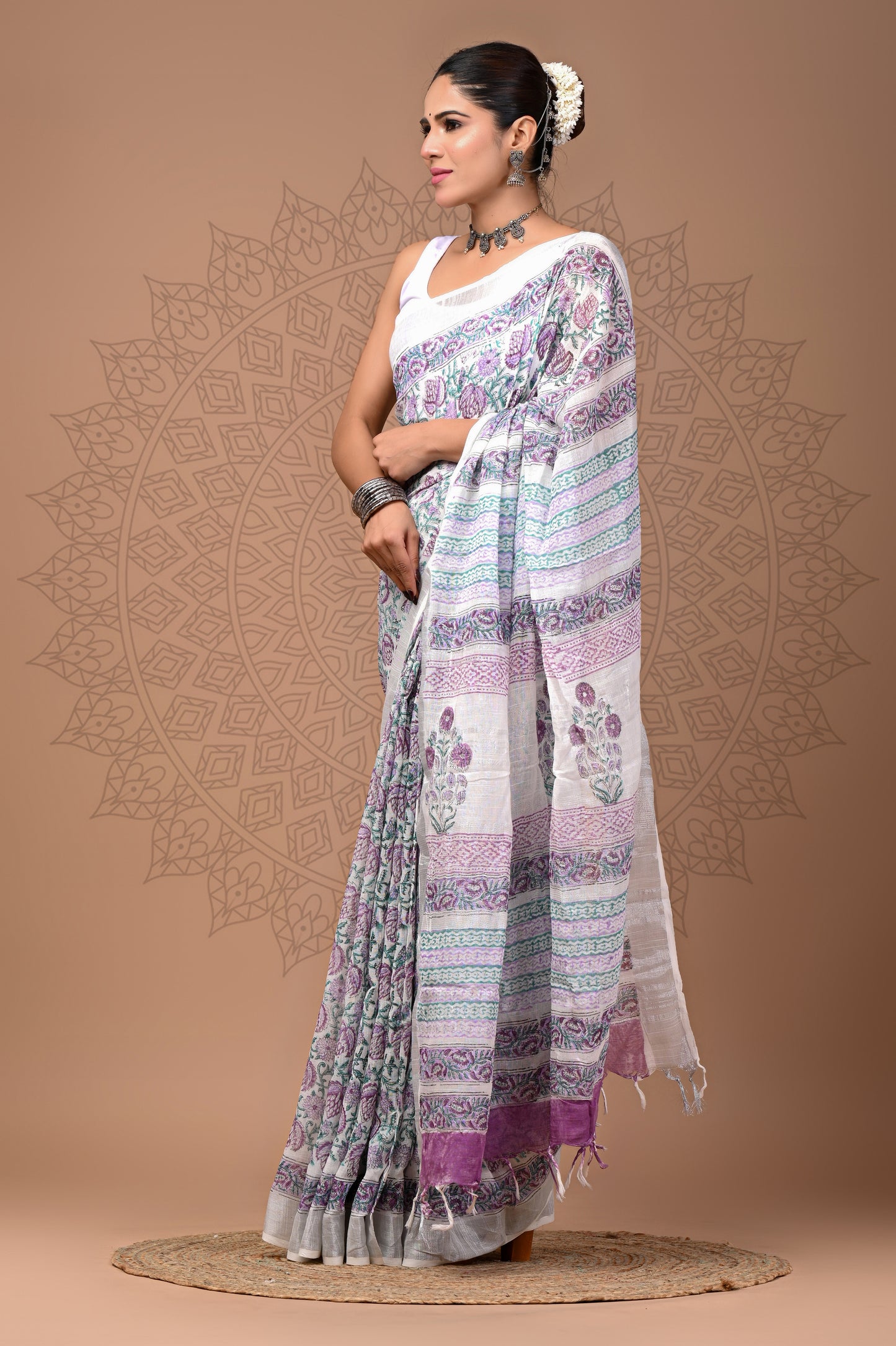 Party Wear Linen saree With Blouse