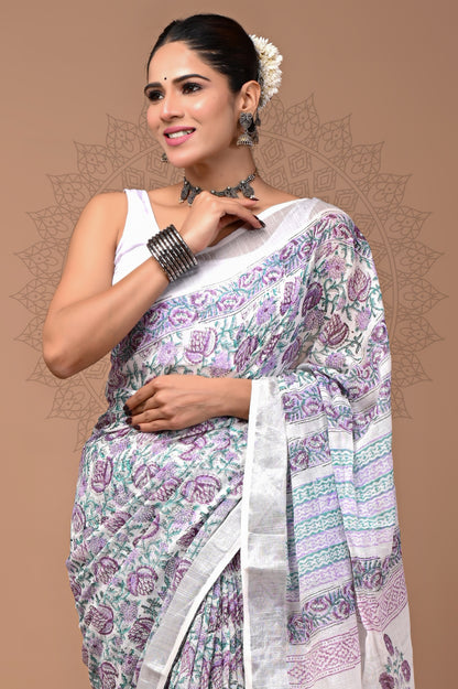 Party Wear Linen saree With Blouse