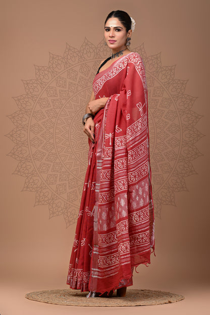 Party Wear Linen saree With Blouse