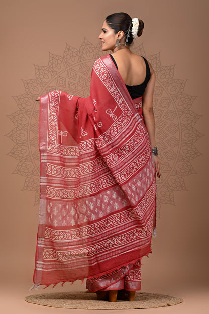 Party Wear Linen saree With Blouse