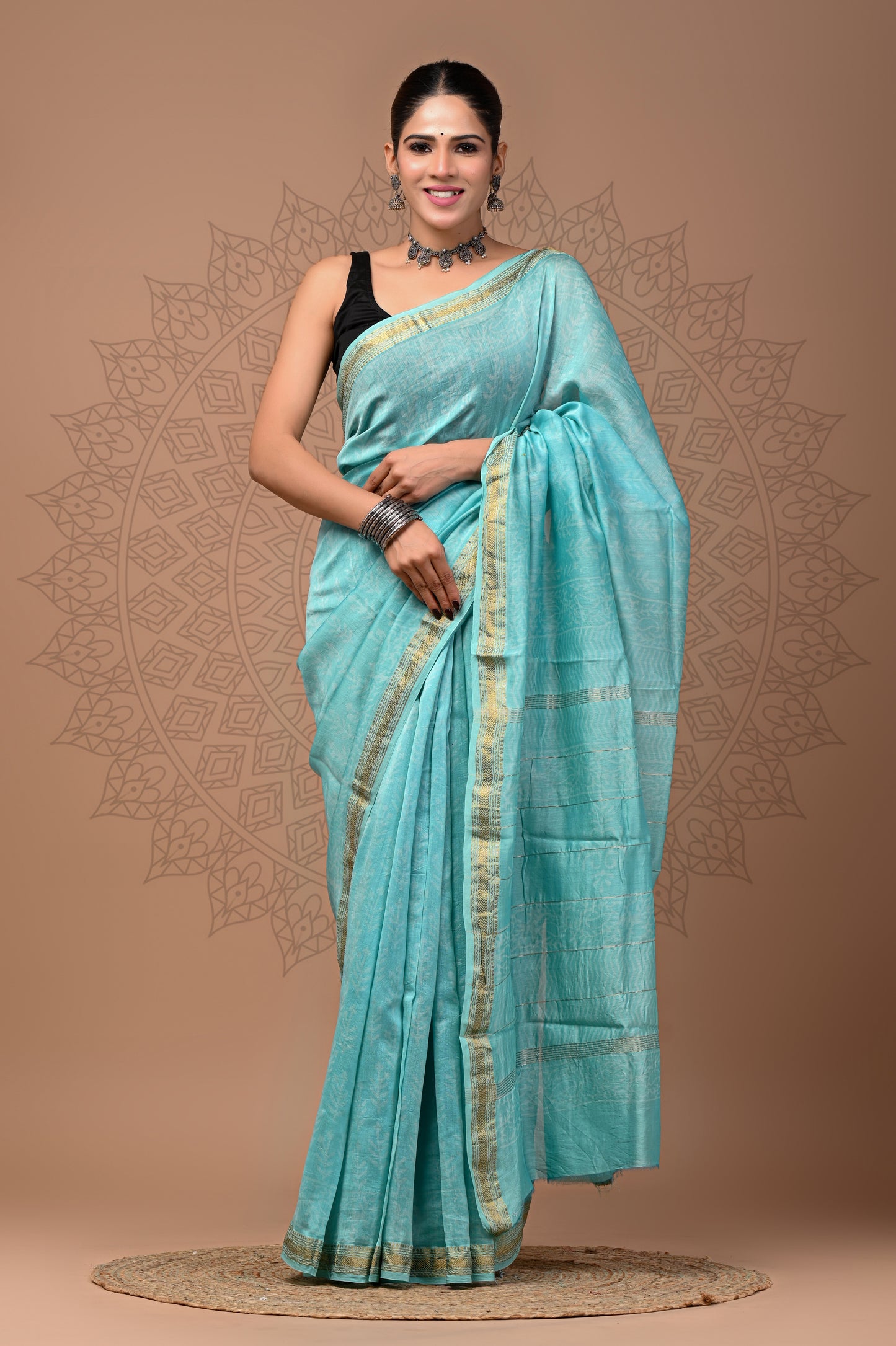 Party Wear Maheshwari Silk Saree With Blouse