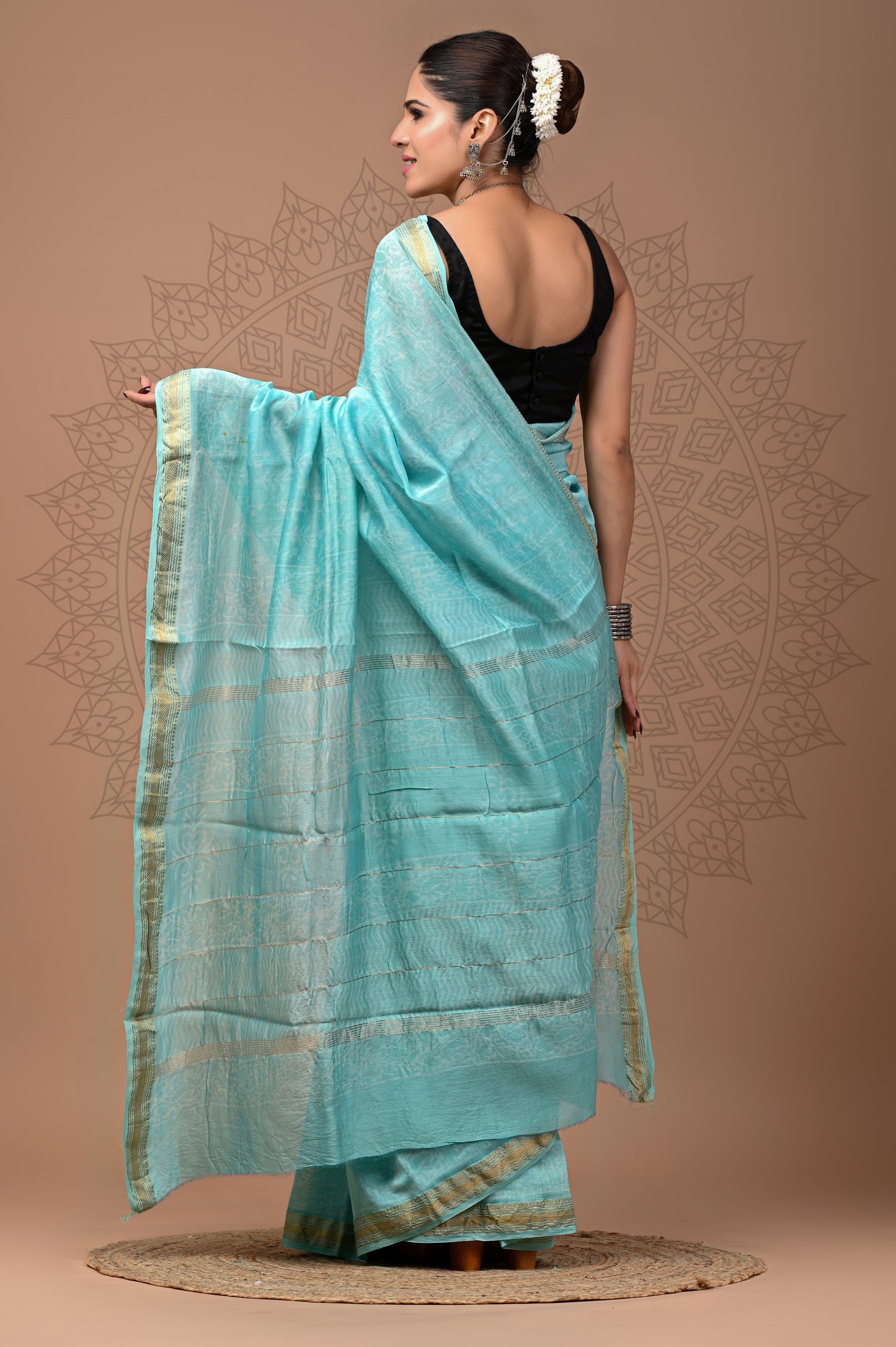 Party Wear Maheshwari Silk Saree With Blouse