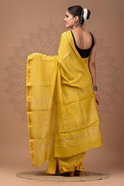 Printed Maheshwari Silk Saree With Blouse