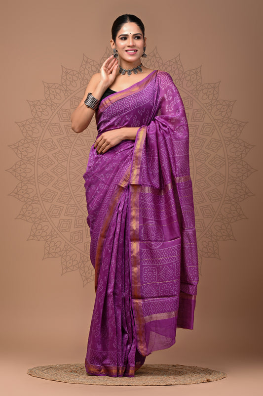 Party Wear Maheshwari Silk Saree With Blouse