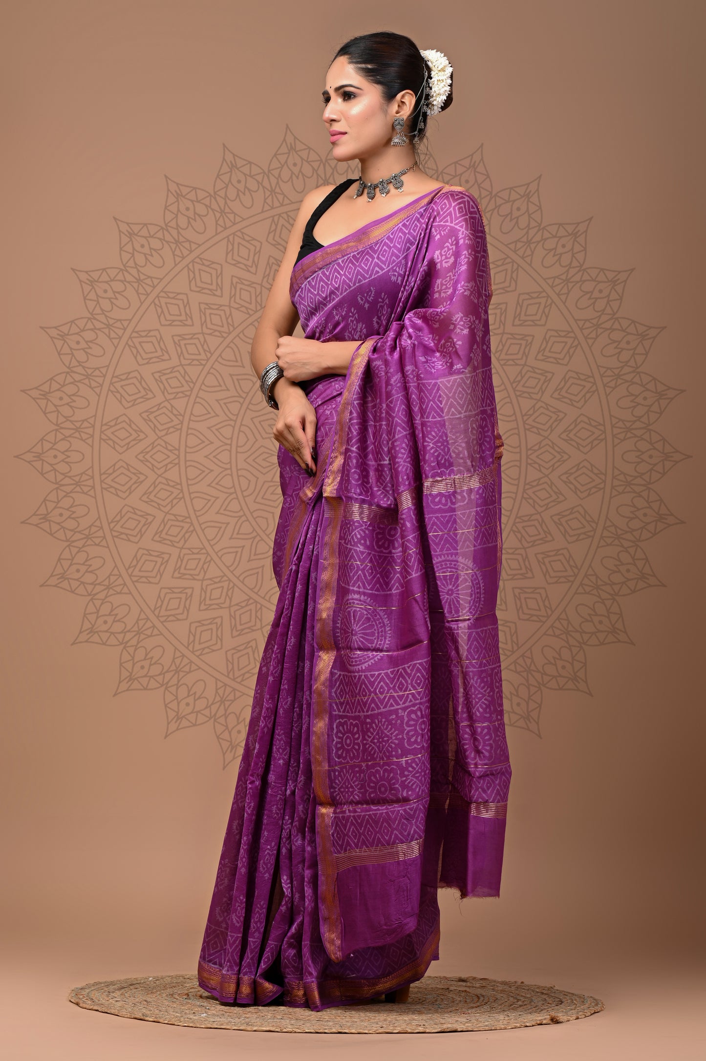 Party Wear Maheshwari Silk Saree With Blouse