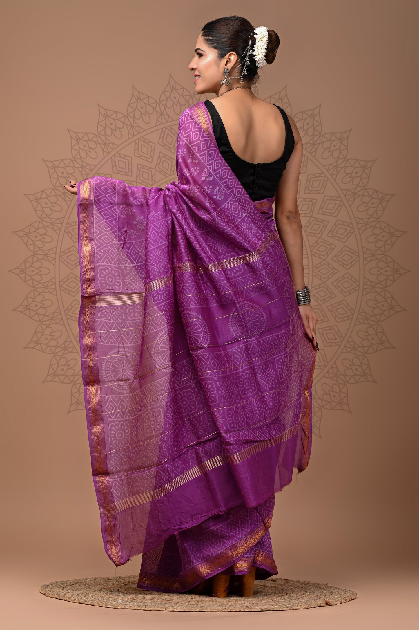 Party Wear Maheshwari Silk Saree With Blouse