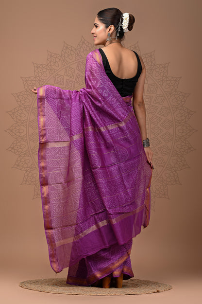 Party Wear Maheshwari Silk Saree With Blouse